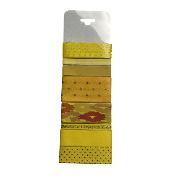 Lot 7-8 Washi Craft Tape Sample Card Various Patterns 3 Ft Plus Each Yellow u - Picture 1 of 2